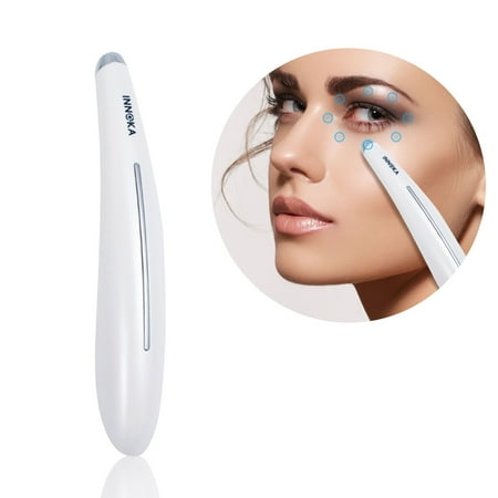 INNOKA Heated Sonic Vibration Eye Massager Facial Roller Skincare Device with Touch Activation Smart Sensor for Anti-Aging, Anti-Wrinkle, Reducing Eyes Puffiness, Dark Circles - Battery Operated