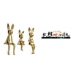thumbnail image 1 of Figura decorativa de conejos y un ciervo para colgar en la pared. Ideal para jardín, valla, porche, armario, estantería o mesa., 1 of 8