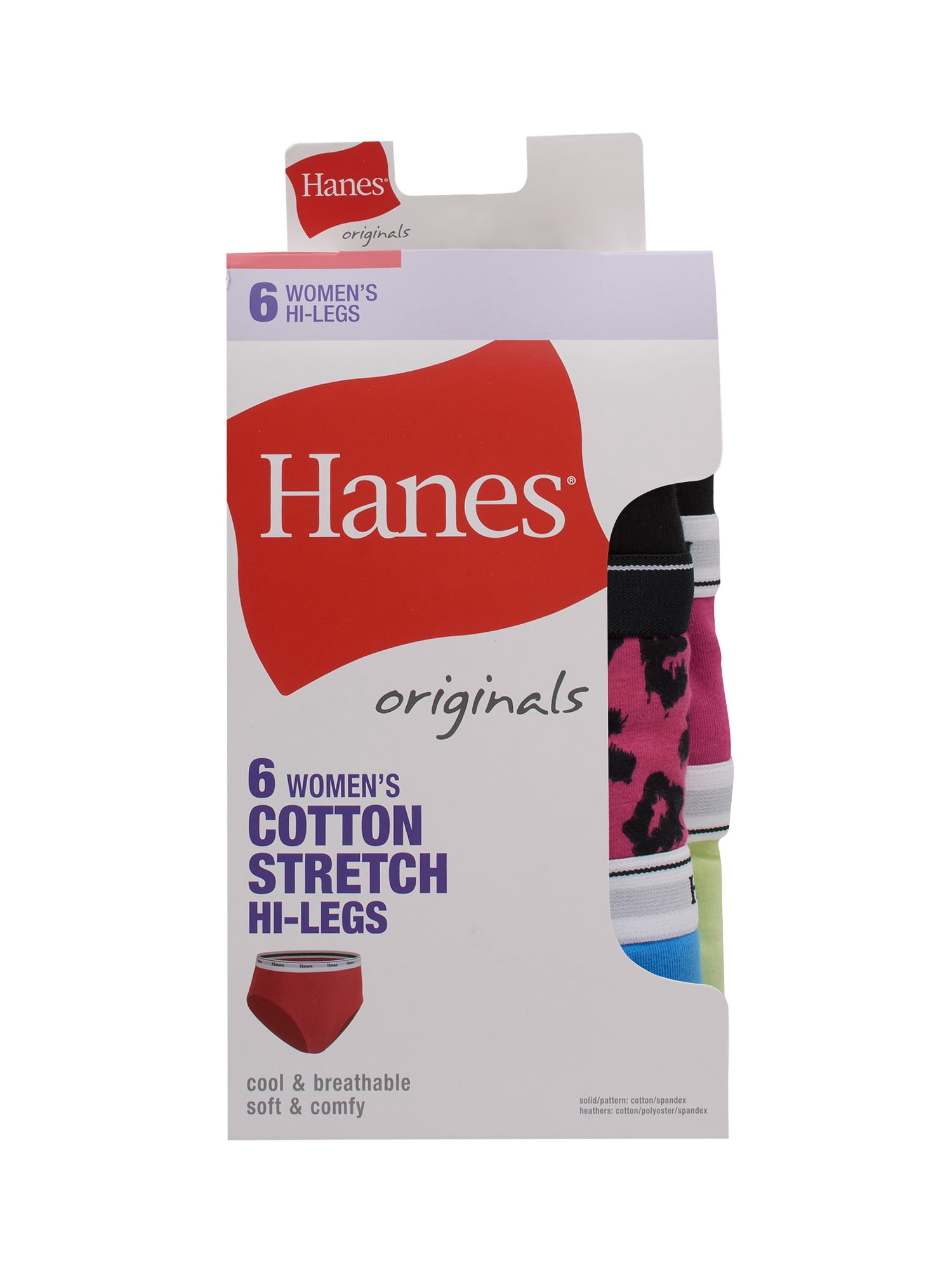 Hanes Originals Women's Hi-Leg Underwear, Breathable Cotton Stretch, 6-Pack