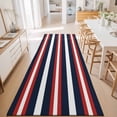 thumbnail image 3 of Hallway Runner Rug 2'x6', Red Navy Blue Striped Kitchen Runner Rugs Non-Slip Carpet Mats, Contemporary Minimalist Aesthetic Bedside Rugs Runners Washable Floor Carpet for Bathroom Laundry Room, 3 of 8