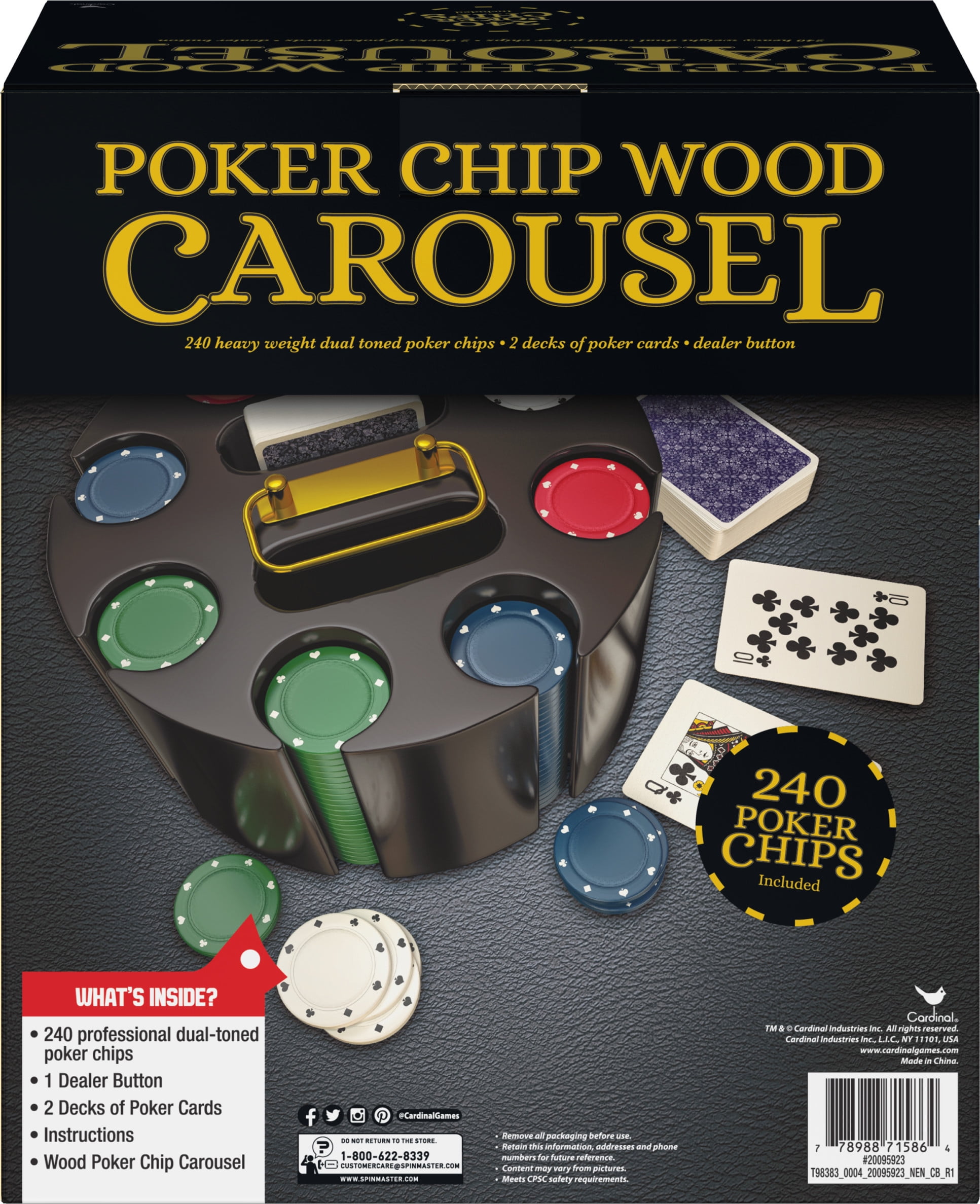 Wood Poker Carousel with Chips, Cards, and Dealer Button - Walmart.com