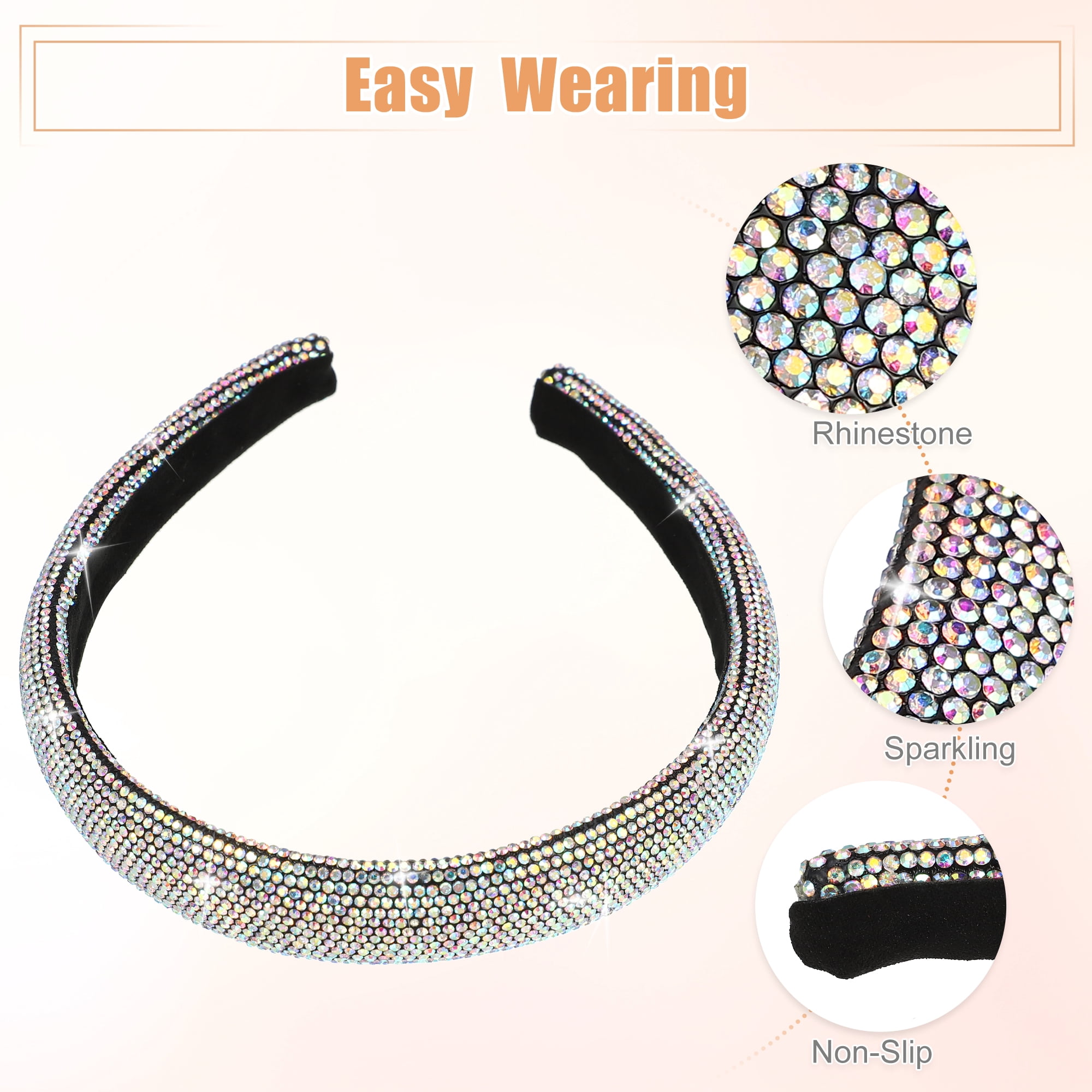 Unique Bargains Simplicity Rhinestone Wide-brimmed Headband Assorted Color 5.59"x0.87"