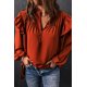 thumbnail image 3 of ABPHQTO Blusa de Mujer Naranja Volantes Plisada Cuello Pico Abotonada, 3 of 5