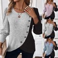 thumbnail image 4 of Womens Knit Sweaters 2025 Fall Winter Casual Long Sleeve Ribbed Button Pullover Tops, 4 of 9