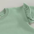 thumbnail image 3 of Zehjuhan Newborn Infant Baby Solid Color Outfits Ruffle Long Sleeve Bubble Romper For Fall Winter Clothes Green，9-12M, 3 of 5