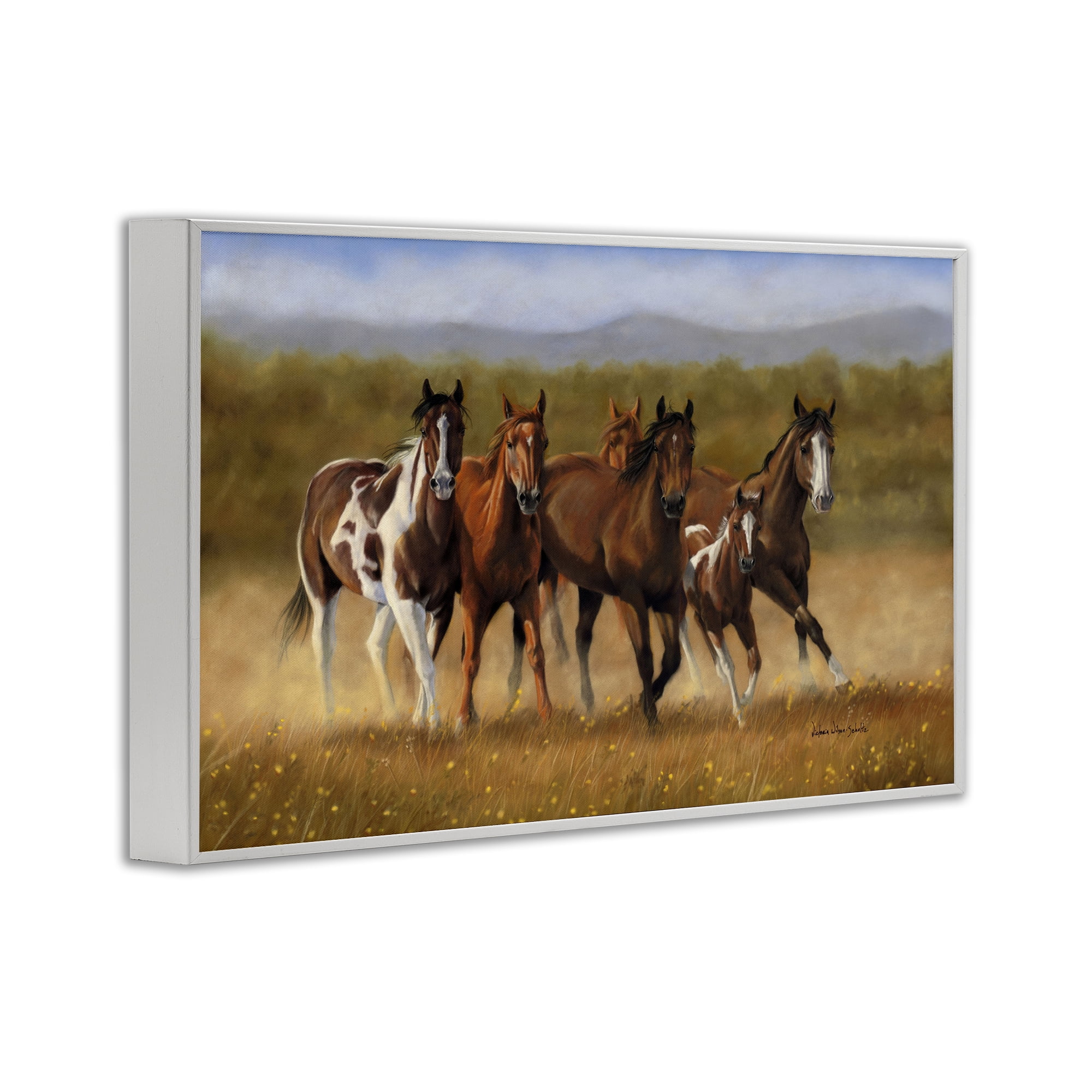 Stupell Industries Foal's First Run Animals & Insects Painting White Framed Art Print Wall Art, 24 x 16