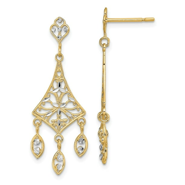 14k Two Tone Gold Filigree Chandelier Dangle Earrings Com 14k Two Tone Gold Filigree Chandelier, 14k Filigree Chandelier Earrings