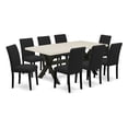 thumbnail image 5 of East West Furniture 9-Pc Dinette Set Includes 8 Parson dining chairs with Upholstered Seat and High Back and a Rectangular Breakfast Table - Black Finish, 5 of 8