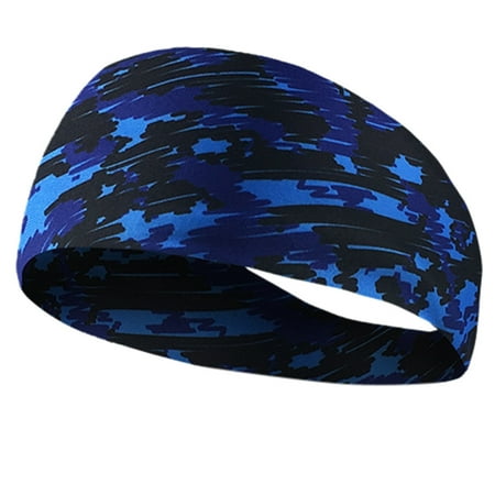 Prolriy Bandana Headbands for Women Yoga Sports Fitness Unisex Sweat Elastic Headband Running Wicking for Hair Bands Headband Hair Accessories for Women Blue One Size