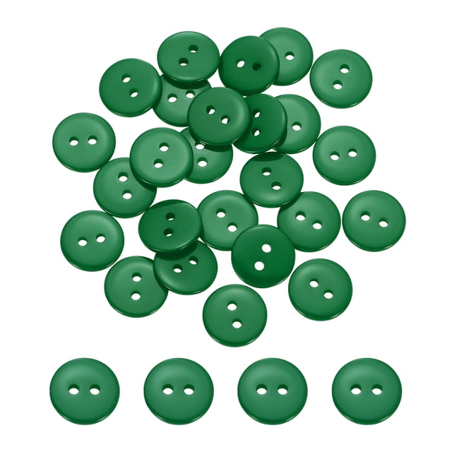 Uxcell 25 Pcs 12.5mm Botones de costura de resina, botones redondos de 2 agujeros en verde oscuro para la costura de ropa, abrigos, camisas, pantalones, trajes, decoración de bricolaje