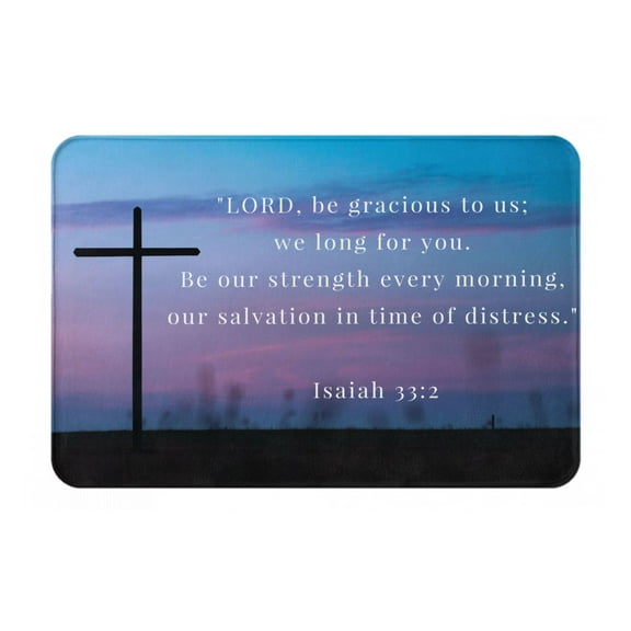 VIVACITE Prayer Mat Christian Gifts for Women Men Faith Religious Spiritual Gifts for Women Prayer Rug with Bible Verse Christian Decor Area Rug for Pray and Meditaion Scripture Isaiah 33:2, 24"X16"