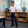 thumbnail image 2 of Boys School Uniform Pants for Gilrs Straight Leg Flat Front Navy Kids Dress Pants Comfortable Waistband with Zip Closure 13-14 Years, 2 of 5