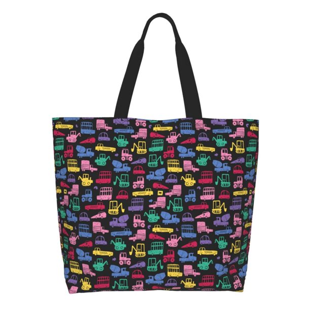 Balery Colorful Excavator Bolsa Tote Estilo Estético con Cremalleras, Bolsa de Hombro, Bolsa de Compras Grande y Plegable