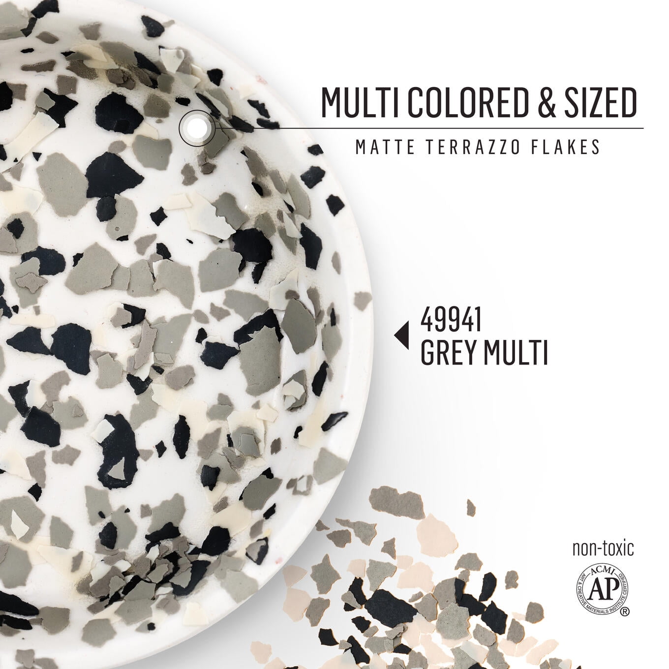 (2 pack) FolkArt Terrazzo Flakes Color Chips, Grey Multi, 2.47 oz