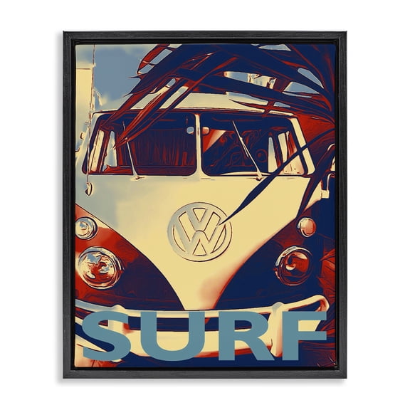 Stupell Industries Traditional Vintage Surf Van Black Floating Frame Canvas Art, 17 x 21, by Graffitee Studios