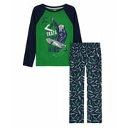 Sleep On It Boys Skate of Mind Brushed Jersey 2-Piece Pajama Sleep Set - Green (Sizes 6-14)