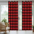 thumbnail image 3 of Outdoor Curtains for Patio Waterproof, Black Red Plaid Windproof Pravicy Outside Porch Blackout Curtain, Vintage Rustic Buffalo Checked Gingham Sun Blocking Curtains for Cabana 2 Panels 54"x108", 3 of 9