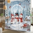thumbnail image 3 of Duangreer Winter Red Christmas Birds Holiday Shower Curtain with 12 Hooks, Snowman Waterproof Fabric Bathroom Curtain, 72"x72", 3 of 5