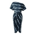 thumbnail image 4 of Ladies Sexy Slant Collar Off Shoulder Waist Striped Irregular Slit Dress, 4 of 5