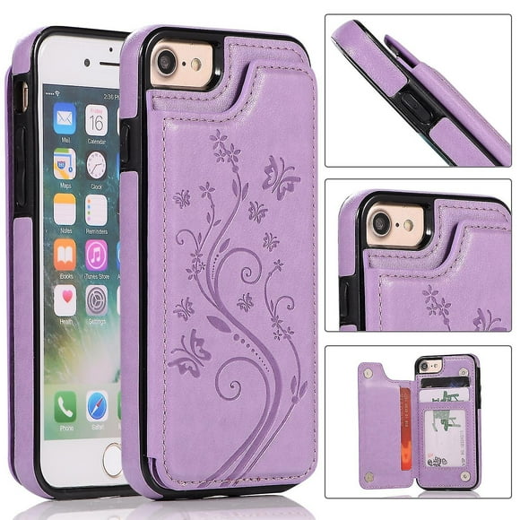 Case Iphone 7 8 Se2 Se3 With Card Holder Pu Leather Butterfly Pattern