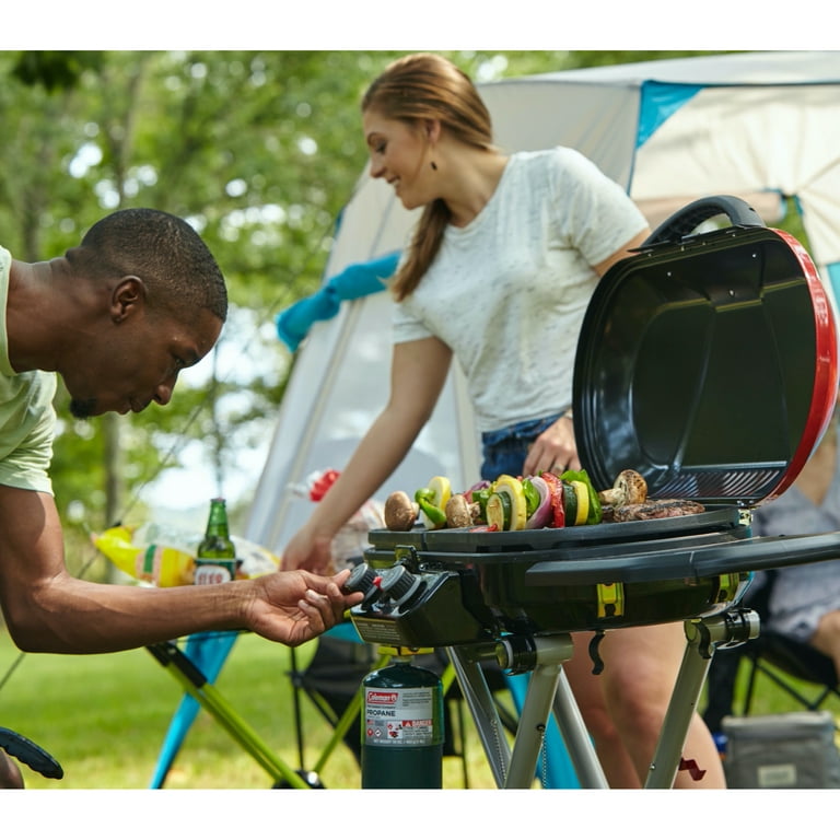 Coleman RoadTrip 285 Portable Stand-Up Propane Grill, Gas Grill with 3  Adjustable Burners & Instastart Push-Button Ignition; Great for Camping