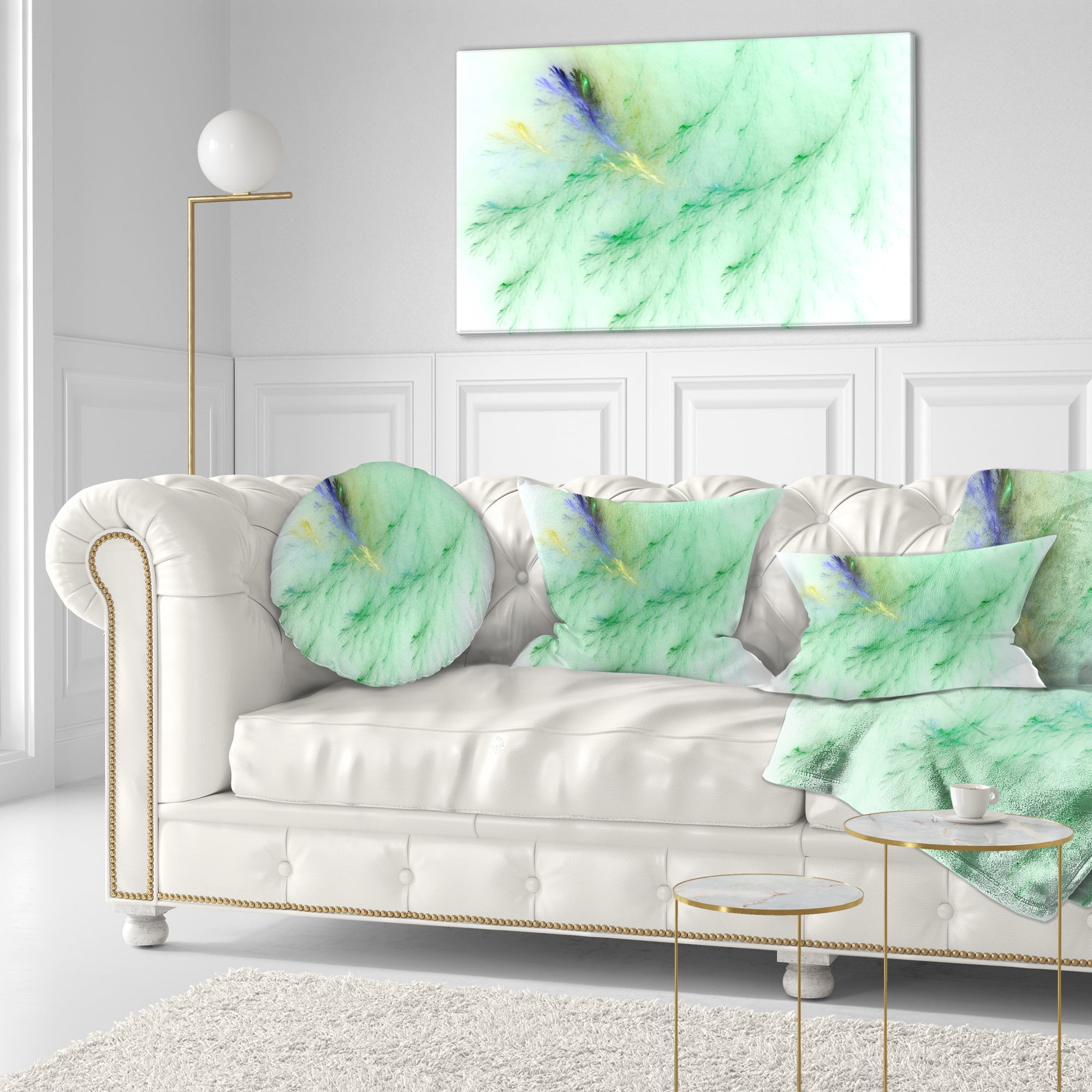 Designart Light Green Veins of Marble - Abstract Throw Pillow - 12x20