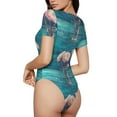 thumbnail image 3 of Easygdp Flowers in Glass Vase Women's One-Piece Swimsuit Slim Fit Crew Neck Bodysuit Athletic Swimwear with Concealed Buckle - Large, 3 of 9