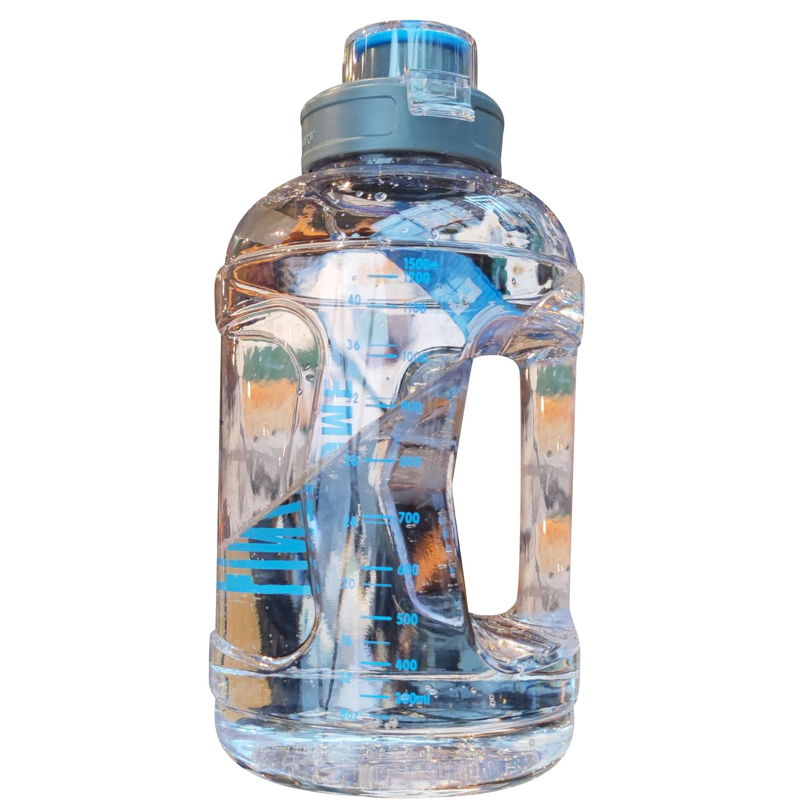 1500ml Fashion Super High-Capacity Plastic Transparent Travel Kettle Water Bottle Sports Drinking Cup Water Jugs Light Blue, Size: 23