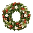 thumbnail image 1 of Corona navideña de flores artificiales para puerta de entrada, piñas verdes 40 centímetros, 1 of 9