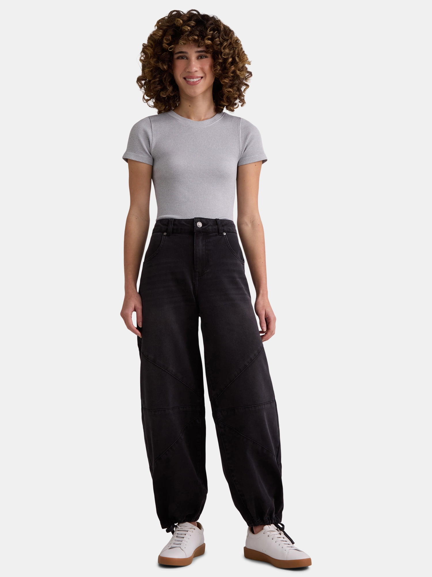 Madden NYC Barrel Jean wDrawstring Hem, Women's
