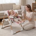 thumbnail image 5 of AILEEKISS Foldable High Chair for Baby, Toddler Eating Chair with Detachable Double Trays, Natural Pink, 5 of 11