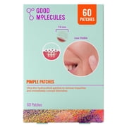 Good Molecules Pimple Patches - Ultra-Thin Hydrocolloid Patches, Invisible Under Makeup, Conceals Blemishes, Blackheads & Zits, Suitable for Acne-Prone Skin, Skincare for Face, 60 count