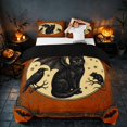 thumbnail image 3 of Homewish Vintage Black Cat Duvet Cover Queen, Halloween Crow Queen Bedding, Orange Cream Black Green, Black Reversible 3-Piece, 1 Duvet Cover and 2 Pillowcases, 3 of 7