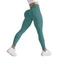 thumbnail image 3 of Women's High Waisted Yoga Pants, Seamless Texture Fitness Leggings, Hip Lifting Slim Fit Long Length Quick Drying Workout Pants, Tummy Control Butt Lifting Leggings for Women Light Green M, 3 of 8