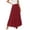 Red, variant on Busydd Maxi Skirts for Women Casual Solid Color Elastic Waist Long Skirts Fashion Vacation Tiered Pleated Flowy Skirt S