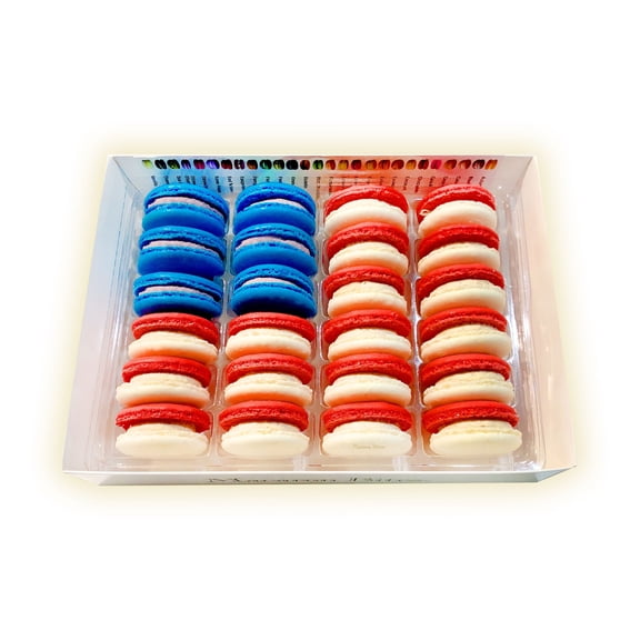 Macaron Bites American Flag French Macaron Cookies Assorted, 24 Pack