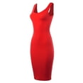 thumbnail image 2 of A2Y Women's Ribbed Knit Sleeveless Scoop Neck Midi Bodycon Dress Poppy 1XL, 2 of 4