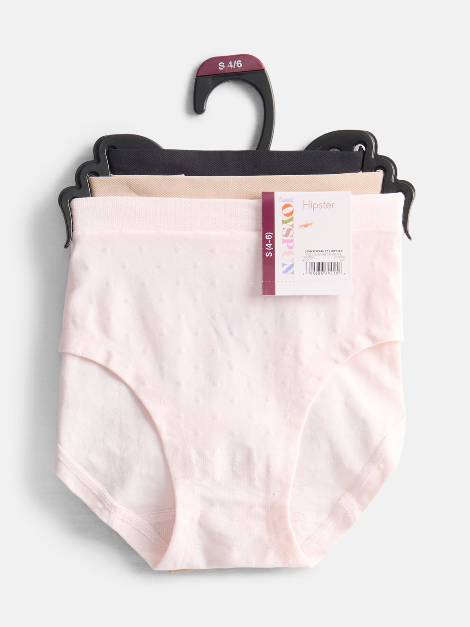 Joyspun Women's Seamless Hipster Panties, 3-Pack, Sizes XS-XXXL