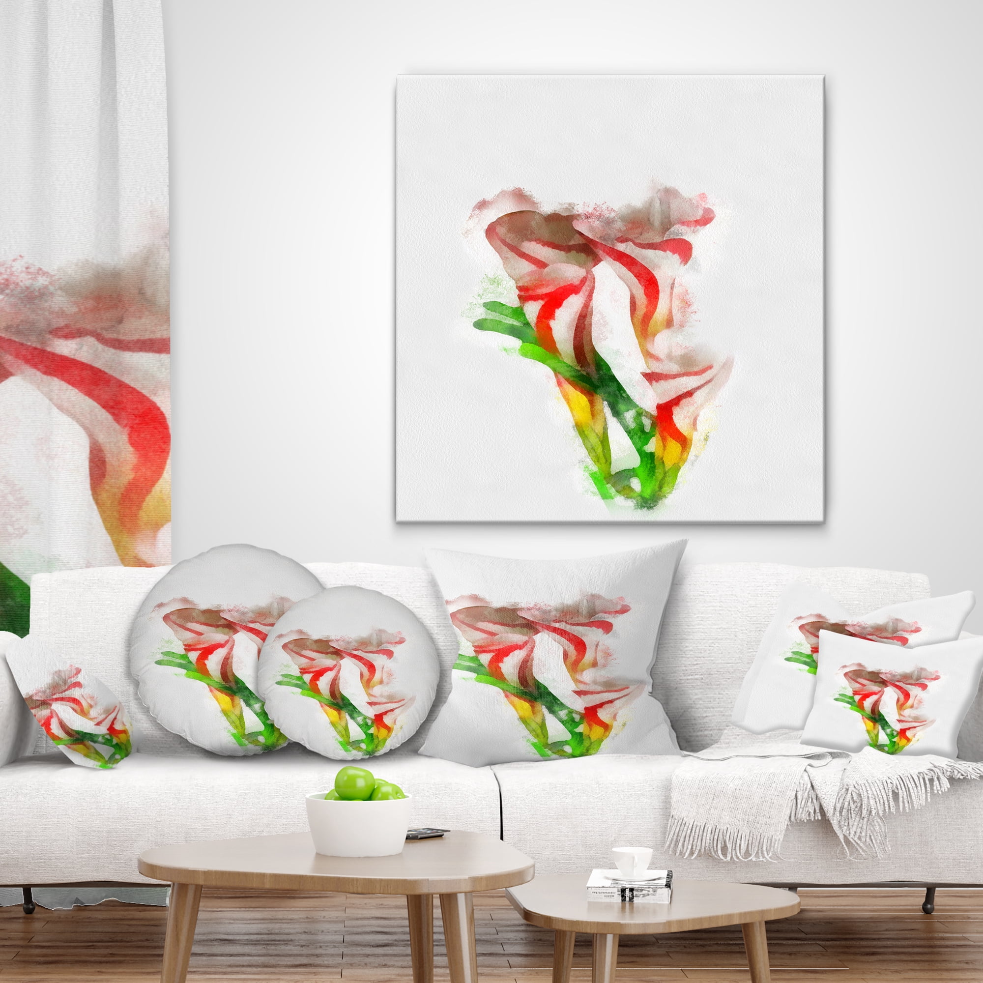 Designart Beautiful Bell Flower Watercolor - Floral Throw Pillow - 12x20
