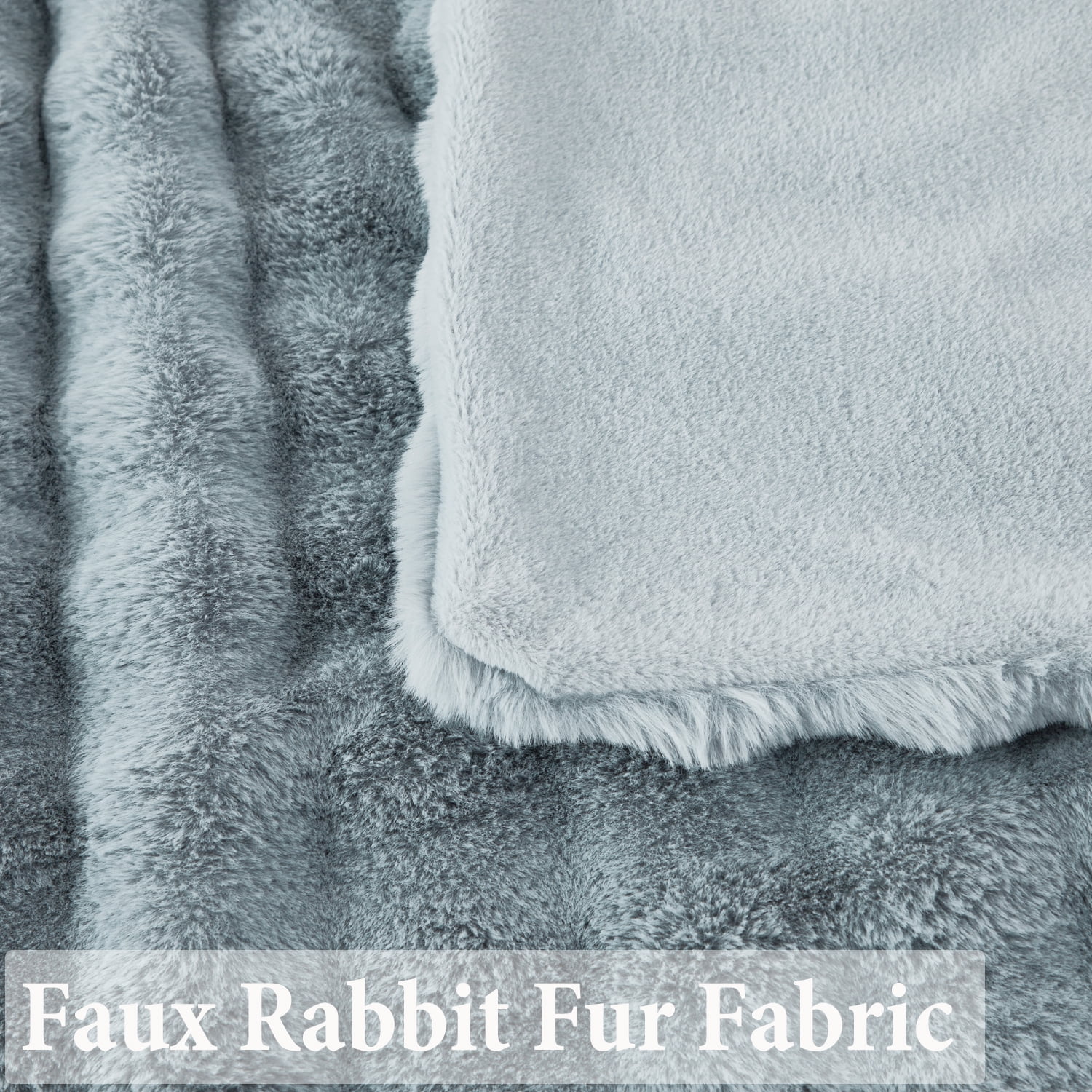 URBONUR Faux Rabbit Fur Twin Blanket for Bed Chair Couch, Fluffy Bubble Blanket, Luxury Fuzzy Warm Thick Bed Blankets for All Season 63×79 Inches