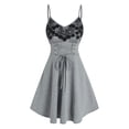 thumbnail image 3 of Appliqué Lace Up Flare Camisole Dress A Line High Waist Camisole Mini Bustier Bustier Dress Sleeveless Women Girls Robe-Black5501-XXXL, 3 of 7