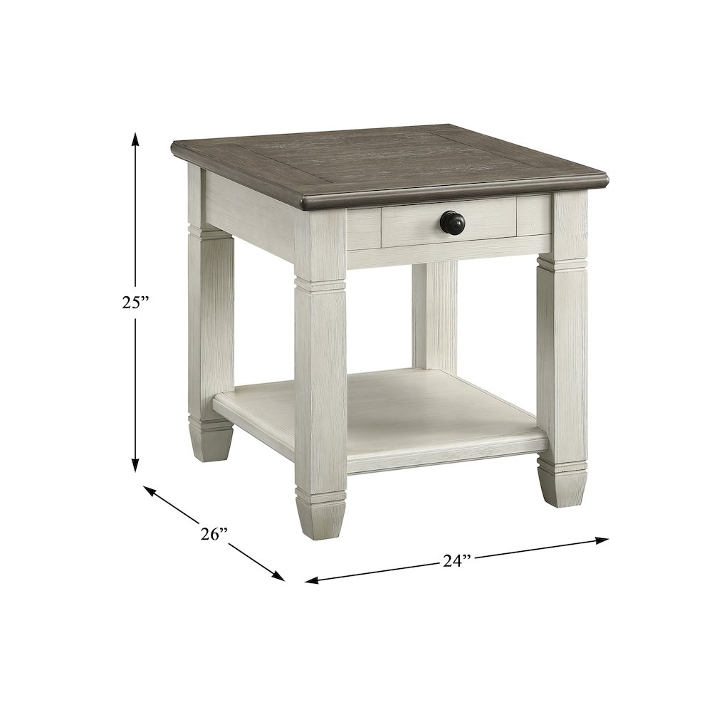 Lexicon Granby Wood 1 Drawer End Table in Antique White