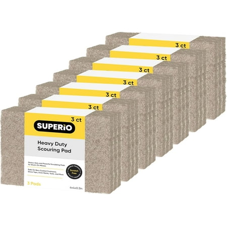 Natural Scouring Pad Non-Scratch Sisal Plant Based Scrubber Cleaning Scrub Pads, Eco-Friendly Reusable Kitchen Scrubbing Pad Pack of 21, by Superio