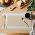 thumbnail image 2 of Khaki Stripes Placemats Set of 6 French Stripe Farmhouse Style Place Mats Table Mats Kitchen Dining Home Outdoor Party Table Decoration, 2 of 9