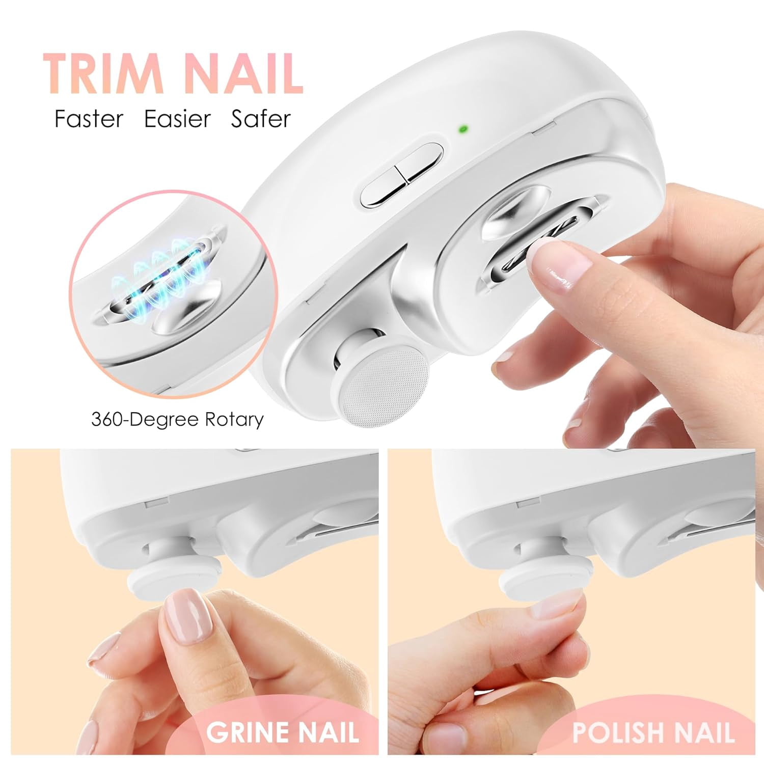 Electric Toenail Clippers for Seniors, Rechargeable Nail Trimmer with LED Light, Automatic Nail Cutter & File with Nail Dust Collector, Safe Grooming Kit for Thick Toenails & Fingernails