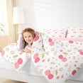 thumbnail image 4 of Homewish Kawaii Pink Cherry Full Size Comforter Sets for Kids, Cartoon Flower Floral Bedding Comforter Set, Plant Botanical Print Reversible Bedding Sets, Ultra Soft Bedroom Decor, 3 Pieces, 4 of 8