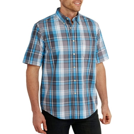George - Big Men's Short Sleeve Plaid Woven Shirt - Walmart.com