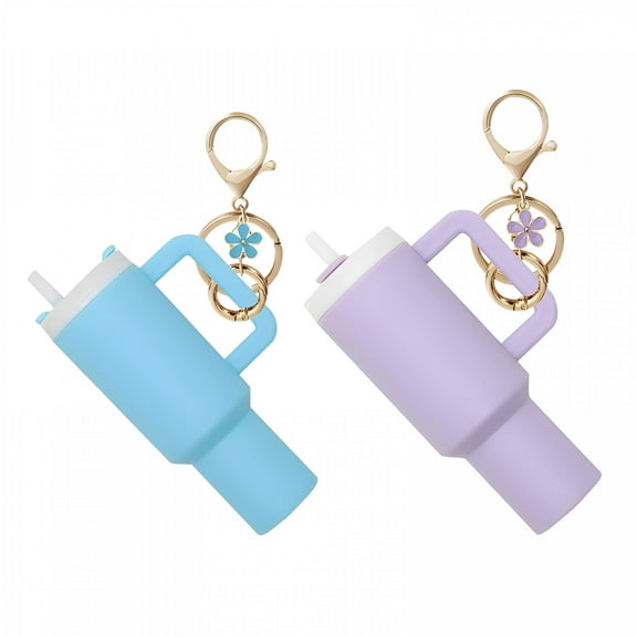 DESIGNICE 2 Pcs Mini Tumbler Keychain, Cute Cup Key Charms for Women Purse Handbag Backpack