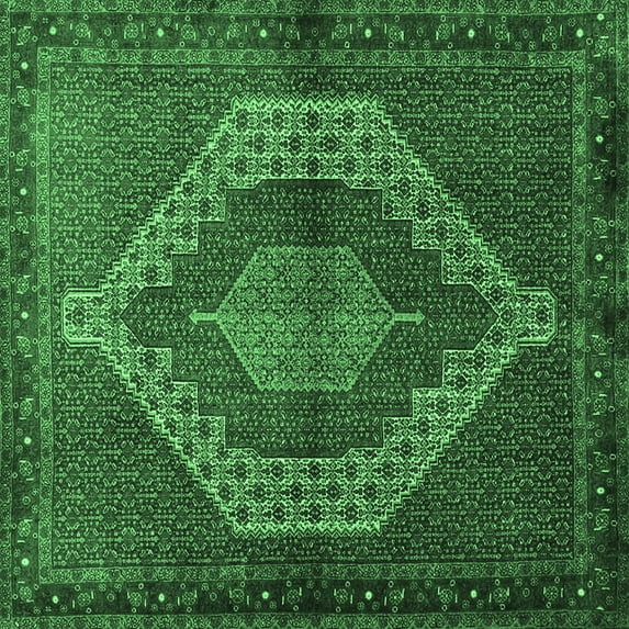 Ahgly Company Indoor Square Persian Emerald Green Traditional Area Rugs, 3' Square
