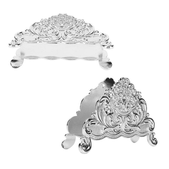Zinc Alloy Metal Napkin Holder with Elegant Hollow Flower Pattern Wear Resistant Freestanding Tissue Dispenser for Stylish Table Decorations and Practical Use